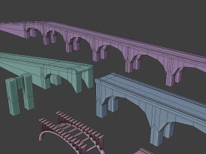 bridge set kitbash and bridge preset pbr 3D Model