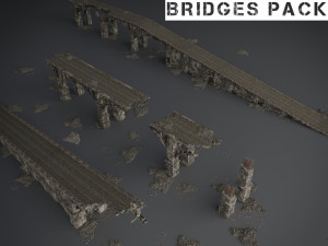 destroyed bridge set kitbash 3D Модель