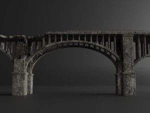 destroyed bridge set kitbash 3D Model