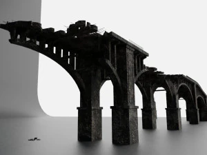destroyed bridge set kitbash 3D Model