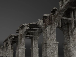 destroyed bridge set kitbash 3D Model