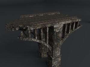 destroyed bridge set kitbash Modelo 3D