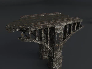 destroyed bridge set kitbash 3D Model