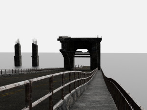 destroyed bridge set kitbash Modelo 3D
