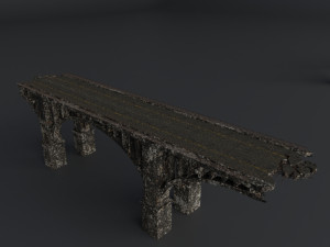 destroyed bridge set kitbash Modelo 3D