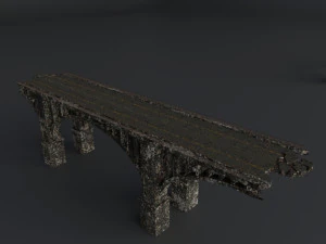 destroyed bridge set kitbash 3D Model