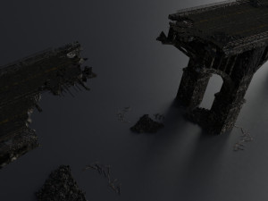 destroyed bridge set kitbash Modelo 3D