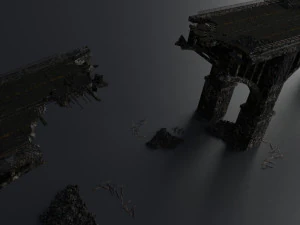destroyed bridge set kitbash 3D Model