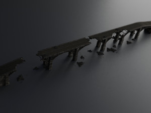 destroyed bridge set kitbash Modelo 3D