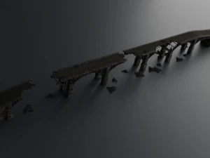 destroyed bridge set kitbash 3D Model