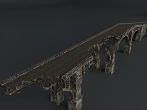 destroyed bridge set kitbash 3D Model