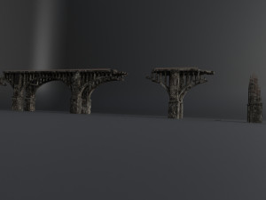destroyed bridge set kitbash Modelo 3D