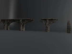 destroyed bridge set kitbash 3D Model