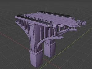 destroyed bridge set kitbash 3D Model
