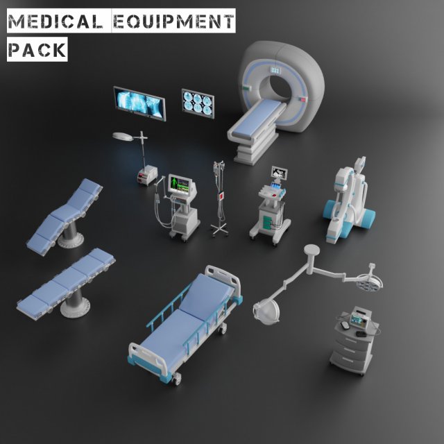 medical equipment pack Modelo 3D .c4d .max .obj .3ds .fbx .stl .blend 
