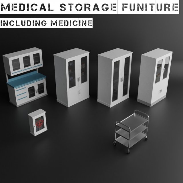 medical storage furniture set Model 3D .c4d .max .obj .3ds .fbx .stl .blend