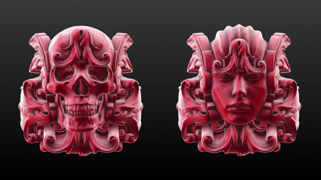 two rings 3D प्रिंट मॉडल .c4d .max .obj .3ds .fbx .stl .blend