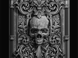 Skull in victorian frame Modelo 3D