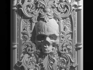 Skull in victorian frame 3D Model