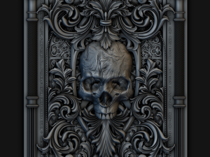 Skull in victorian frame Modèle 3D