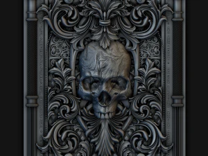 Skull in victorian frame 3D Model