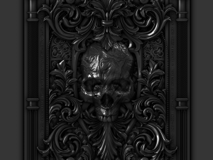 Skull in victorian frame Modèle 3D
