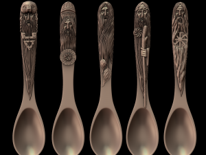 5 in 1 spoons slavic gods 3D प्रिंट मॉडल
