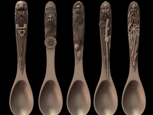 5 in 1 spoons slavic gods 3D Print Model