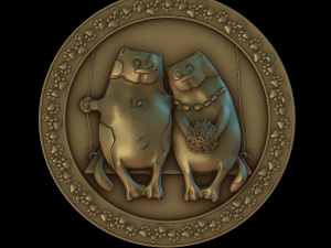 cats in a round frame 3D Print Model