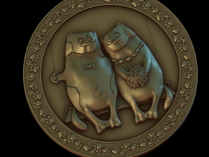 cats in a round frame 3D-printmodel