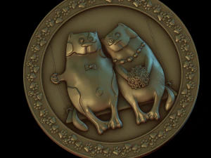cats in a round frame 3D Print Model