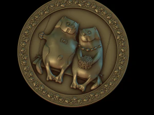cats in a round frame 3D Print Model