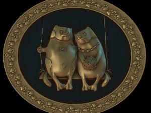 gatos en un marco redondo Modelo de impresión 3D