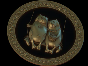 cats in a round frame 3D Print Model