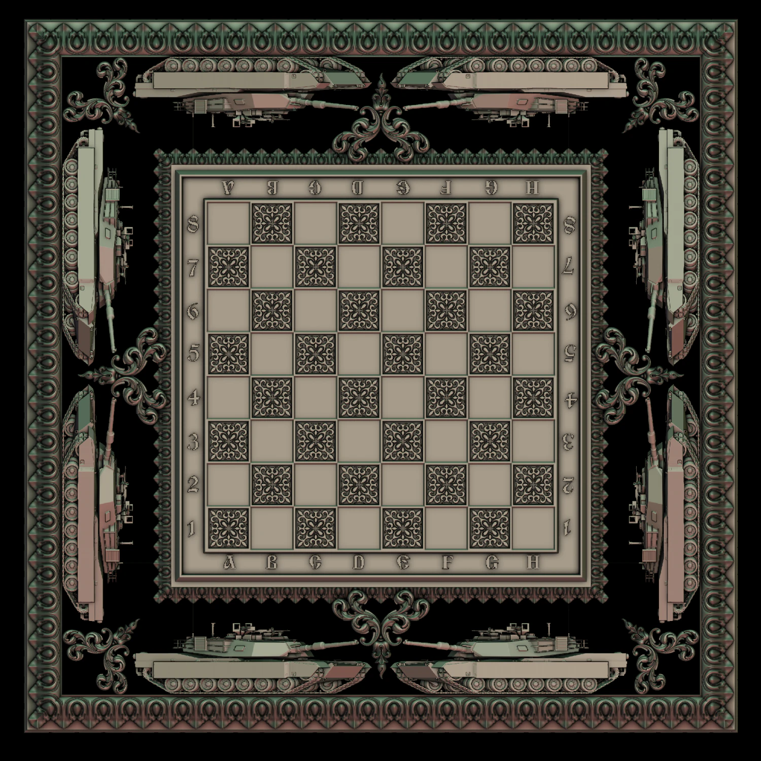 체스 탱크 2 3D 프린트 모델 .c4d .max .obj .3ds .fbx .stl .blend 