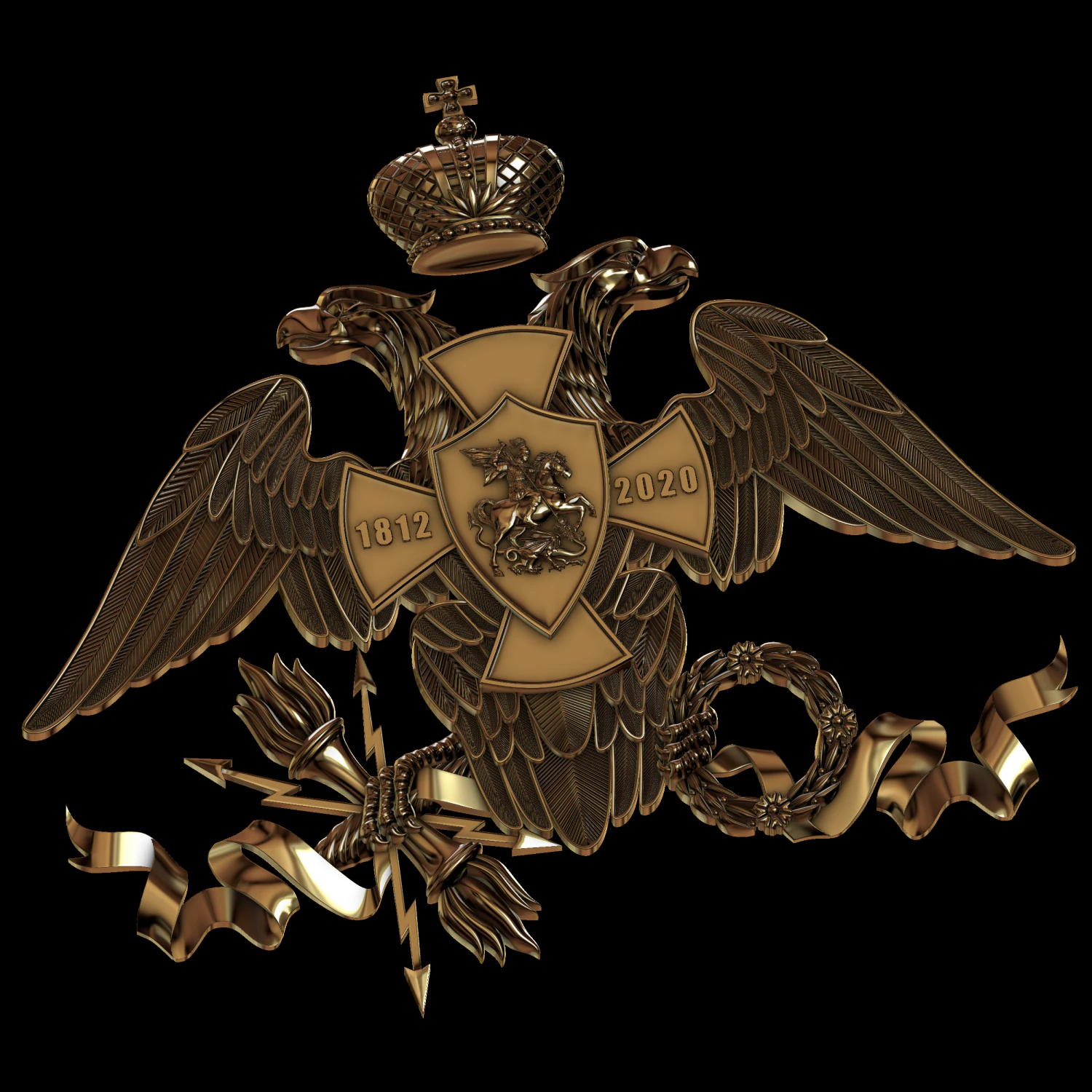 俄罗斯 1812 年国徽高细节 3D 打印模型 .c4d .max .obj .3ds .fbx .stl .blend 