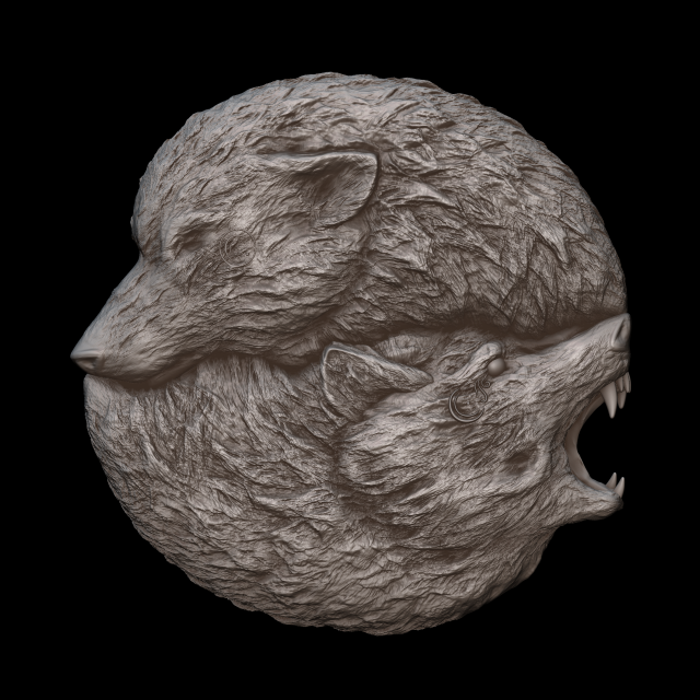 relief volf 3D 打印模型 .c4d .max .obj .3ds .fbx .stl .blend 