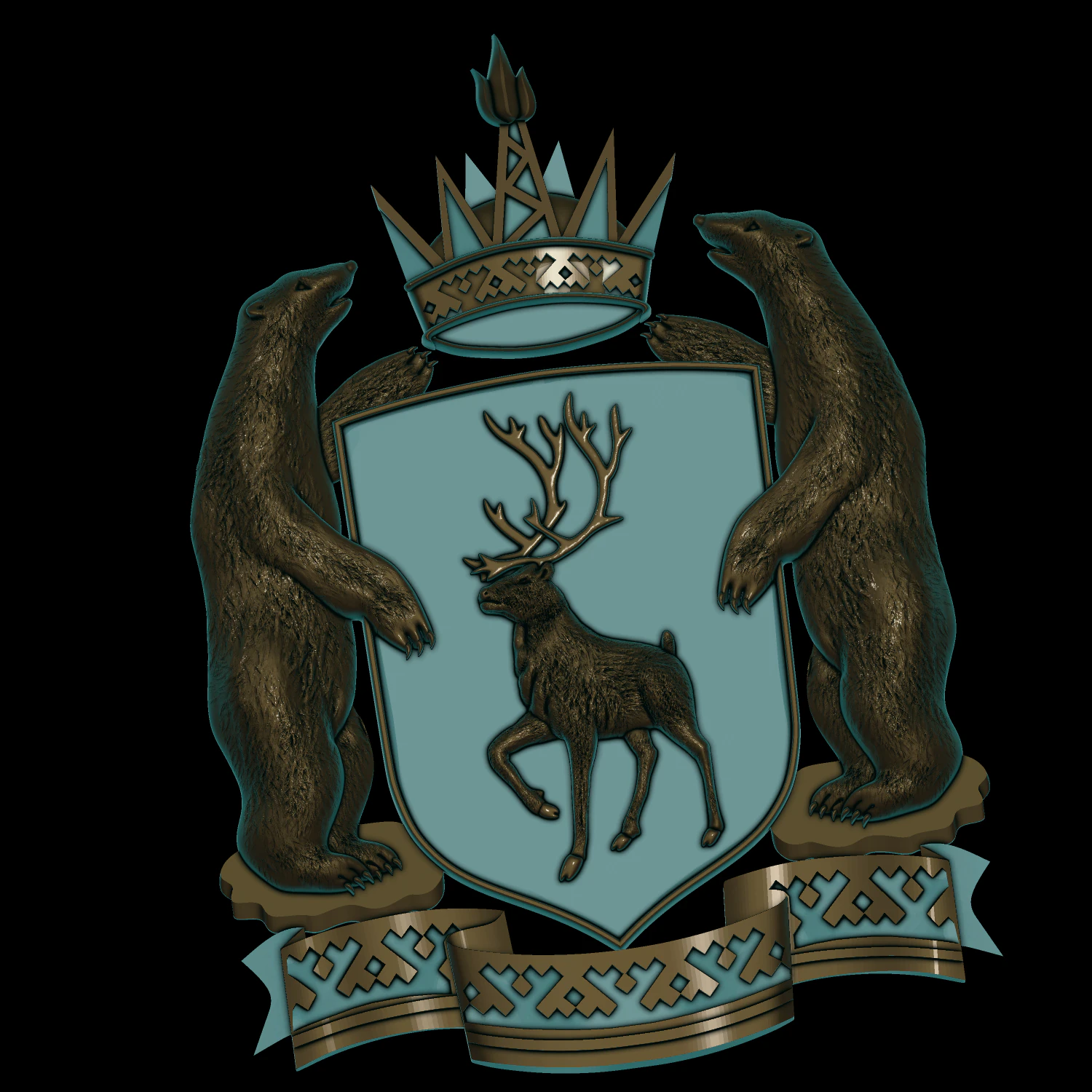 relief coat of arms of yamal 3D Print Model .c4d .max .obj .3ds .fbx .stl .blend 