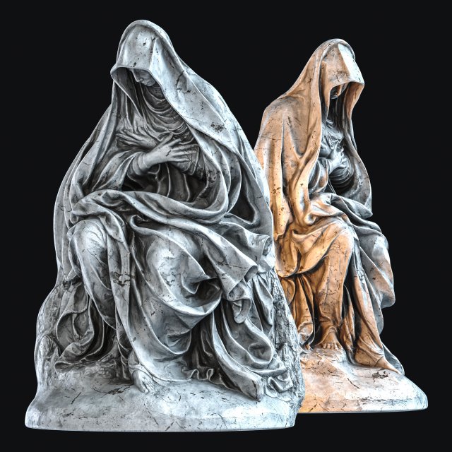 seated virgin mary 3D Модель .c4d .max .obj .3ds .fbx .stl .blend 