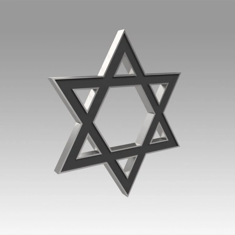 david star engraved 3D Model .c4d .max .obj .3ds .fbx .stl .blend 