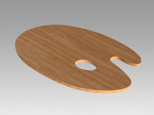 wooden art palette 3D Model