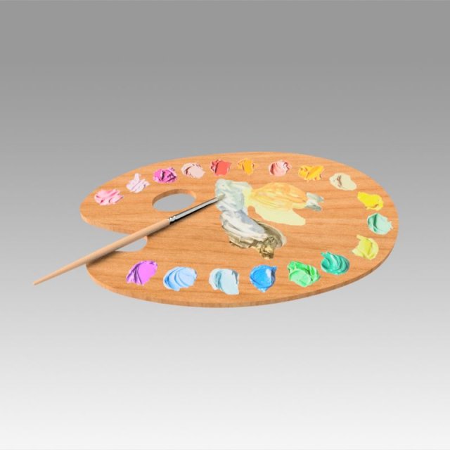 Artist palette 3D Model .c4d .max .obj .3ds .fbx .stl .blend 