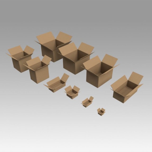 cardboard boxes 3D Model .c4d .max .obj .3ds .fbx .stl .blend 