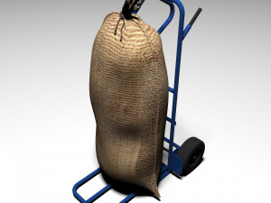 handtruck with sack 3D 模型