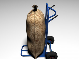 handtruck with sack 3D 模型