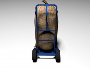 handtruck with sack 3D 模型