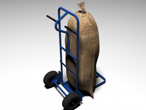 handtruck with sack 3D 模型