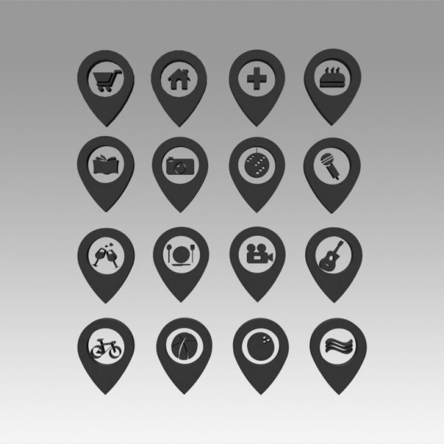 map markers 3D 模型 .c4d .max .obj .3ds .fbx .stl .blend 