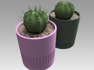 flowerpot with cactus 3D Model