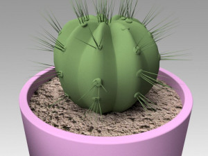 flowerpot with cactus 3D Model